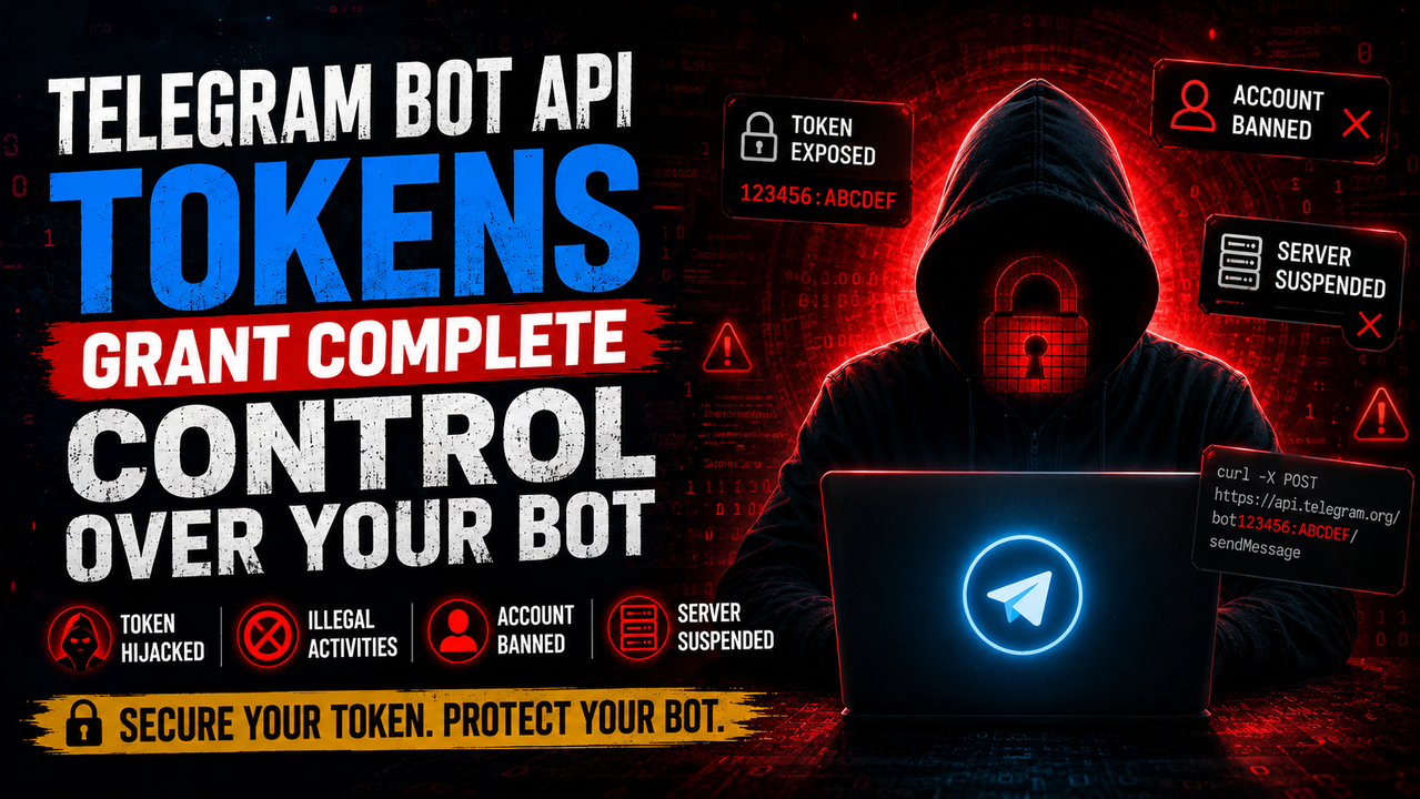 Telegram Bot Security Shield and Token Protection Illustration